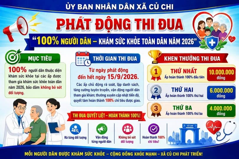 XÃ CỦ CHI PHÁT ĐỘNG THI ĐUA KHÁM SỨC KHỎE TOÀN DÂN NĂM 2026